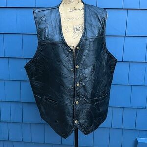 🖤🖤🖤Italian stone design genuine leather Navarre leather Co XXL black Riding Vest
